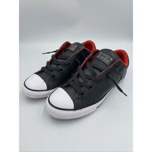 Converse All Star Black Leather Low Top Sneaker Skate Shoe Size 4 Youth